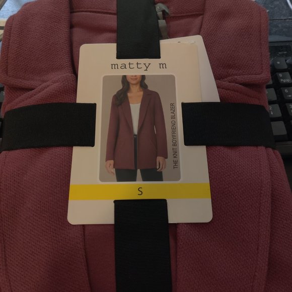 NWT Matty M Women's Knit Boyfriend Blazer Cardigan Rosewood Size S $60 FLB201 - Picture 2 of 3